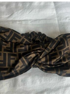 Fendi Brown & Black FF Logo Twist Headband